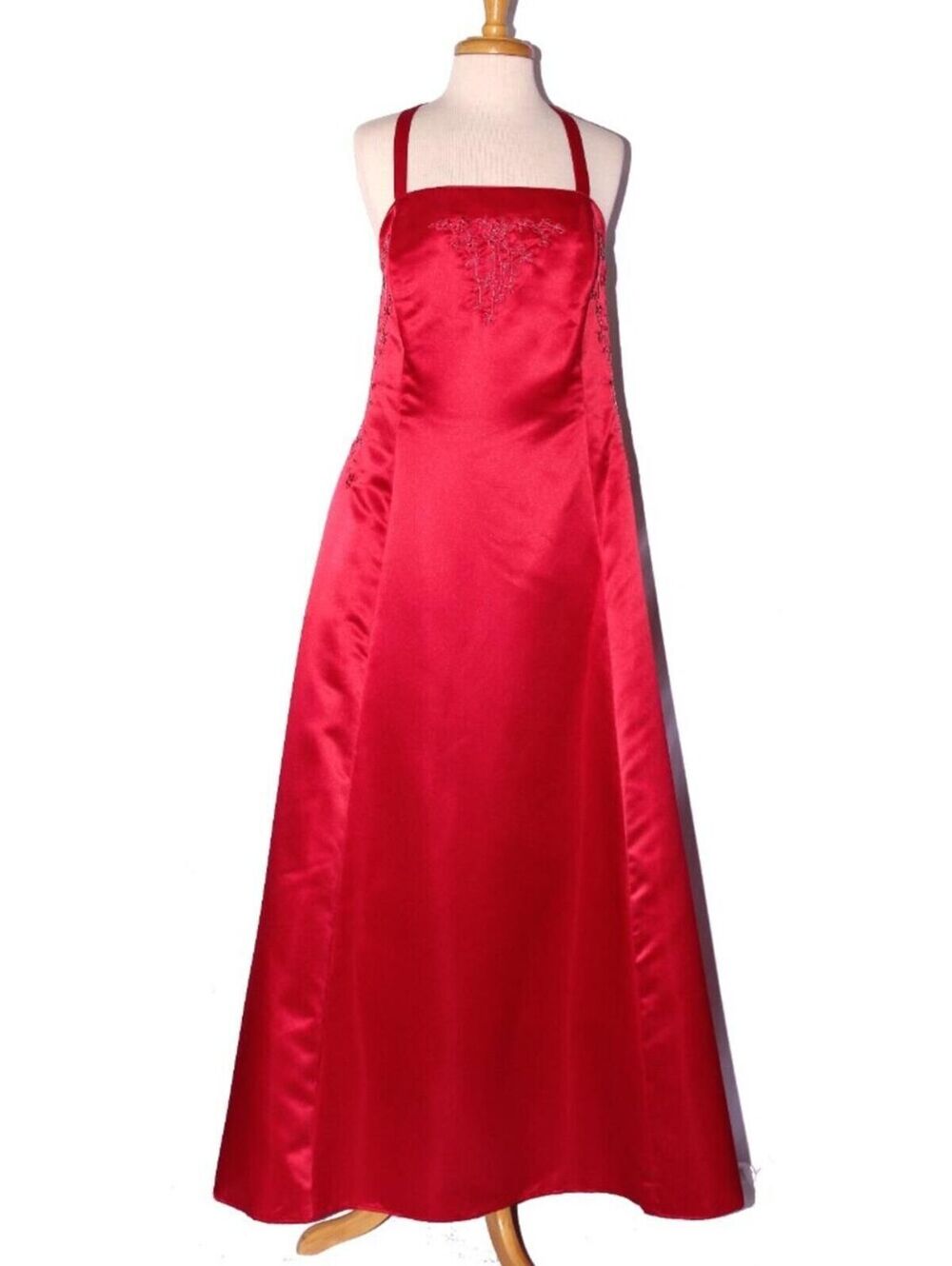 Poly USA #2398 Long Satin Bridesmaid Dress With Embroidery-Size 5X-RED-NWT